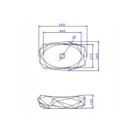 Cuba de apoio Oval Facetada Preta Fosca Deca L.1093.94