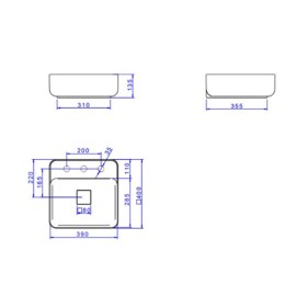 Cuba Quadrada Apoio com Mesa Deca 40cm Barbante L.11040.M.20