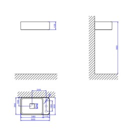 Cuba Retangular Apoio/Supensa com Mesa Direita Deca 50cm Ebano Fosco L.43050.MD.94