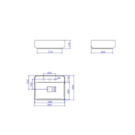 Cuba Retangular Apoio com Mesa Deca 50cm Ebano Fosco L.13050.M.94