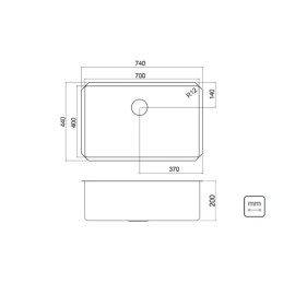 Cuba Inox Undermount Quadrum 70U Tramontina 700X400 Design Collection 94000/112