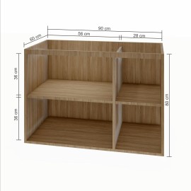 Gabinete com 03 portas (puxador 45°) 90 x 60 cm em mdf amadeirado MA.PL.107