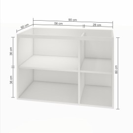 Gabinete com 03 portas (puxador 45°) 90 x 60 cm em mdf branco MA.PL.19