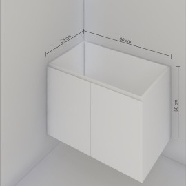 Gabinete para banheiro com 02 portas (puxador 45°) 90 x 55 cm em mdf branco MA.PL.90