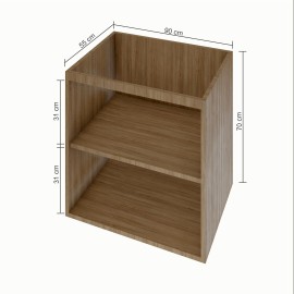 Gabinete Para Banheiro Com 02 Portas (Puxador 45°) 90 X 55 Cm Em Mdf Amadeirado MA.PL.93