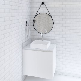 Bancada lavabo / banheiro para cuba de sobrepor granito branco siena  90 x 55 cm PN.BC.02