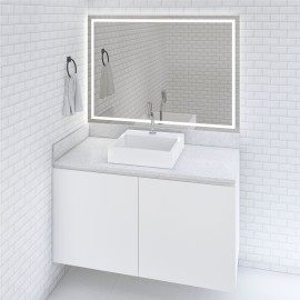 Bancada lavabo / banheiro para cuba de sobrepor granito branco siena  110 x 55 cm PN.BC.03