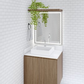 Bancada lavabo / banheiro para cuba de sobrepor  - granito branco prime   - 90 x 55 cm PN.BC.16