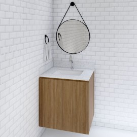 bancada lavabo / banheiro para cuba de embutir granito branco siena 70 x 55 cm PN.BC.47