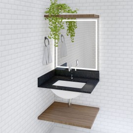 Bancada lavabo / banheiro para cuba de embutir - granito preto são gabriel  90 x 55 cm PN.BC.54