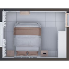 Quarto de casal escandinavo econômico com cama e mesa de cabeceira RLQTCESF67