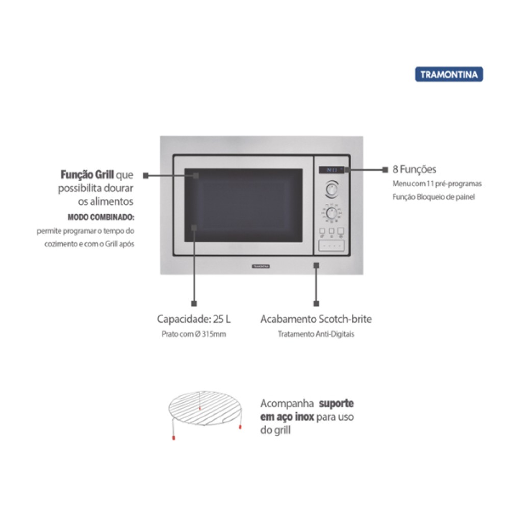 Tramontina Micro Ondas Embutir Tramontina Inox L A O Inox