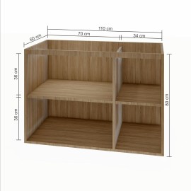 Gabinete com 03 portas (puxador 45°) 110 x 60 cm em mdf amadeirado MA.PL.108