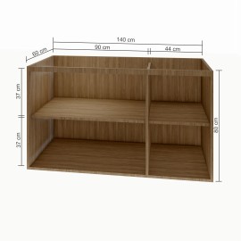 Gabinete com 03 portas (puxador 45°) 140 x 60 cm em mdf amadeirado MA.PL.109