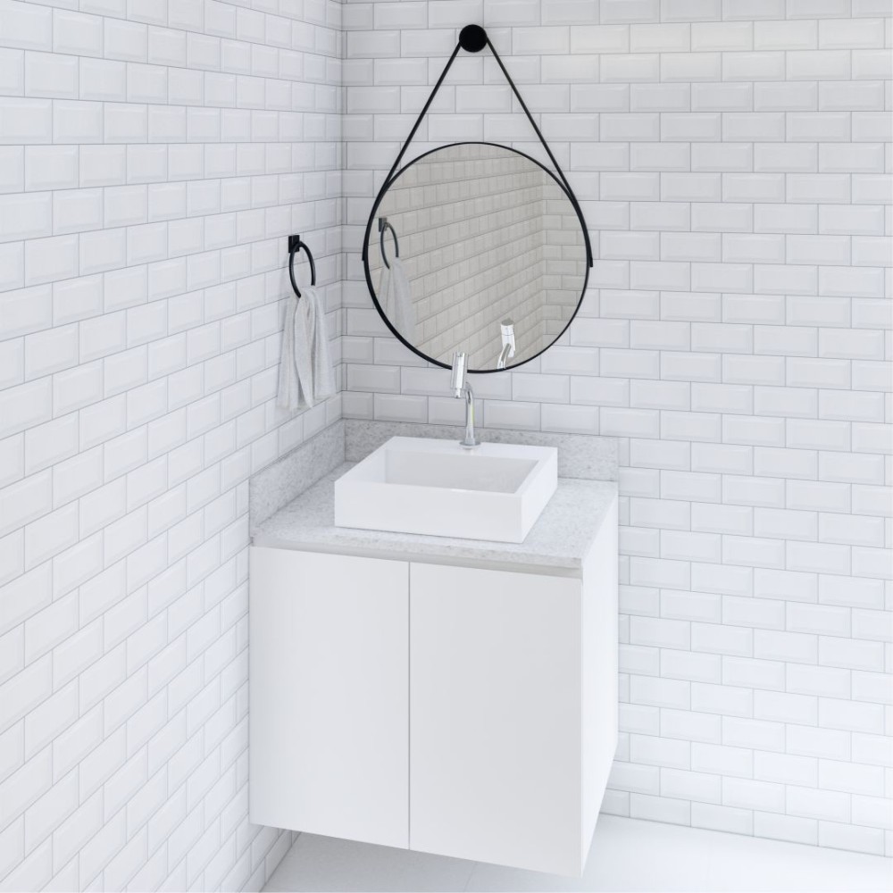 Bancada lavabo / banheiro para cuba de sobrepor granito branco siena  70 x 55 cm PN.BC.01