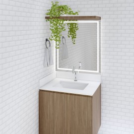 Bancada lavabo / banheiro para cuba de embutir - granito branco prime   - 70 x 55 cm PN.BC.56