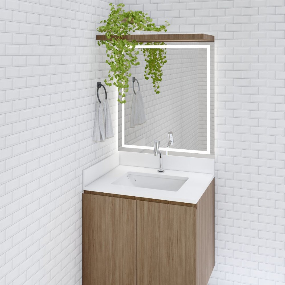 Bancada lavabo / banheiro para cuba de embutir - granito branco prime   - 90 x 55 cm PN.BC.57