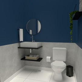 Lavabo moderno econômico cimento queimado e bacia com caixa acoplada smart RLLAVMOF42