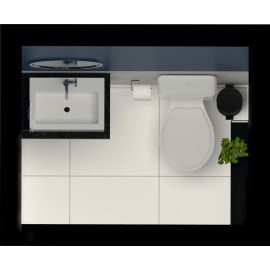 Lavabo moderno econômico cimento queimado e bacia com caixa acoplada smart RLLAVMOF42