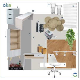 Home office escandinavo econômico duas mesas e persiana RLOFFESF49 