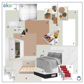 Quarto De Casal Clean Econômico Com Cama e kit enxoval RLQTCESF137