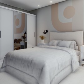 Quarto De Casal Clean Econômico Com Cama e kit enxoval RLQTCESF137