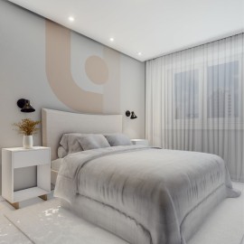 Quarto De Casal Clean Econômico Com Cama e kit enxoval RLQTCESF137