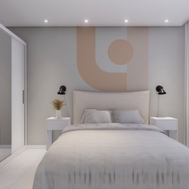 Quarto De Casal Clean Econômico Com Cama e kit enxoval RLQTCESF137