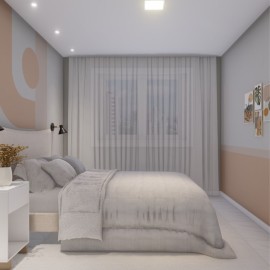 Quarto De Casal Clean Econômico Com Cama e kit enxoval RLQTCESF137