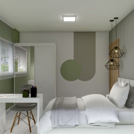 Quarto de solteiro escandinavo econômico com cama e kit enxovais RLQTSESF69