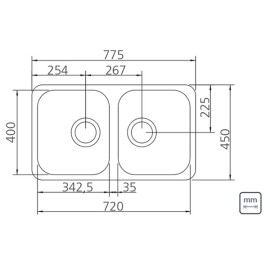 Cuba Dupla Inox Acetinada 72x40  tramontina 94033/102