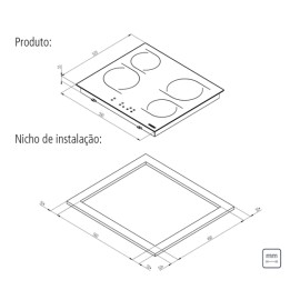 Cooktop Eletrico Tramontina New Square Vitrocerâmico C/ 4 Areas Aquecimento 94747/022