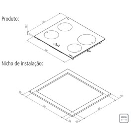 Cooktop Eletrico Indução Tramontina NewSquare Touch 4 bocas 60cm 94751/220