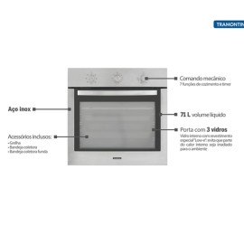 Forno Eletrico Embutir 220v New Inox Cook 60 F7 94866/220